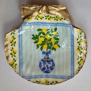 Lemon Tree Mediterranean Seashell Trinket Dish